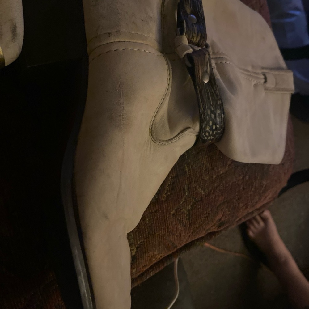 Women's Cream Heeled Boots